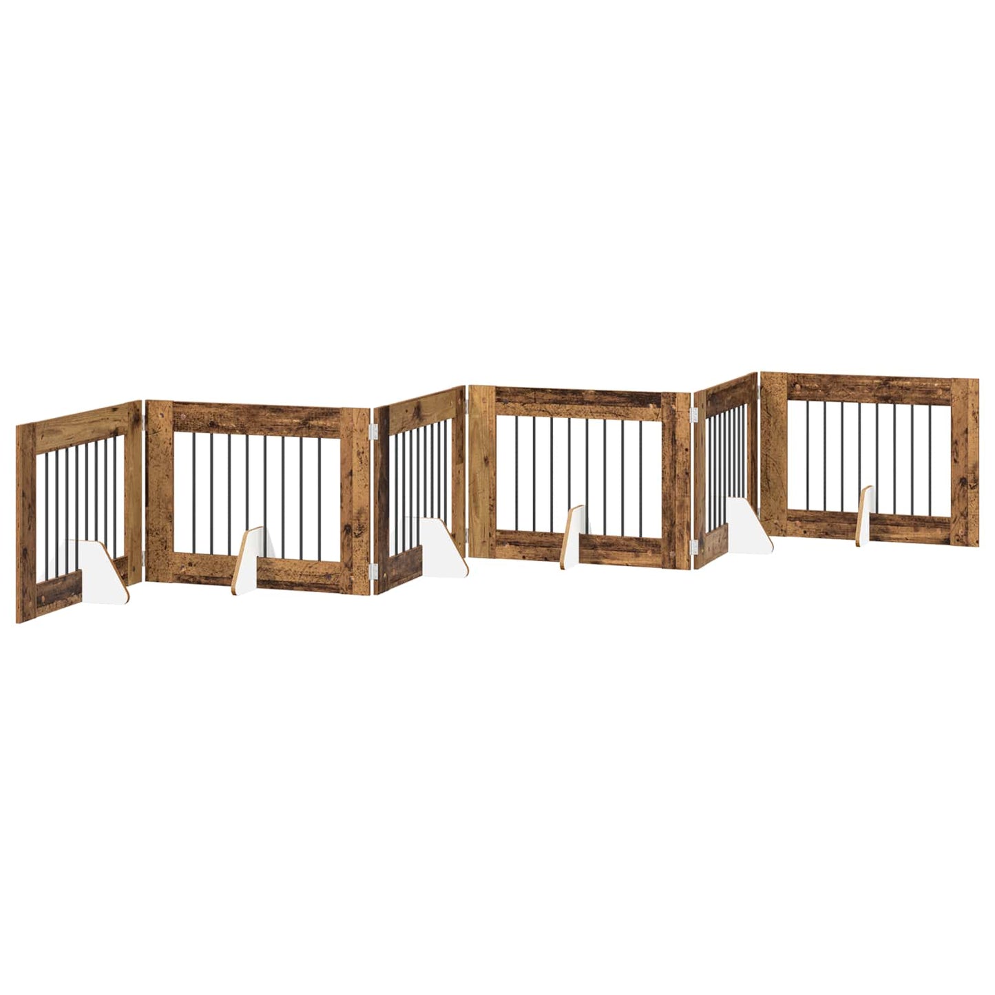 Klappbares Hundetor mit Ständern 6 stk. Altholz 482 cm