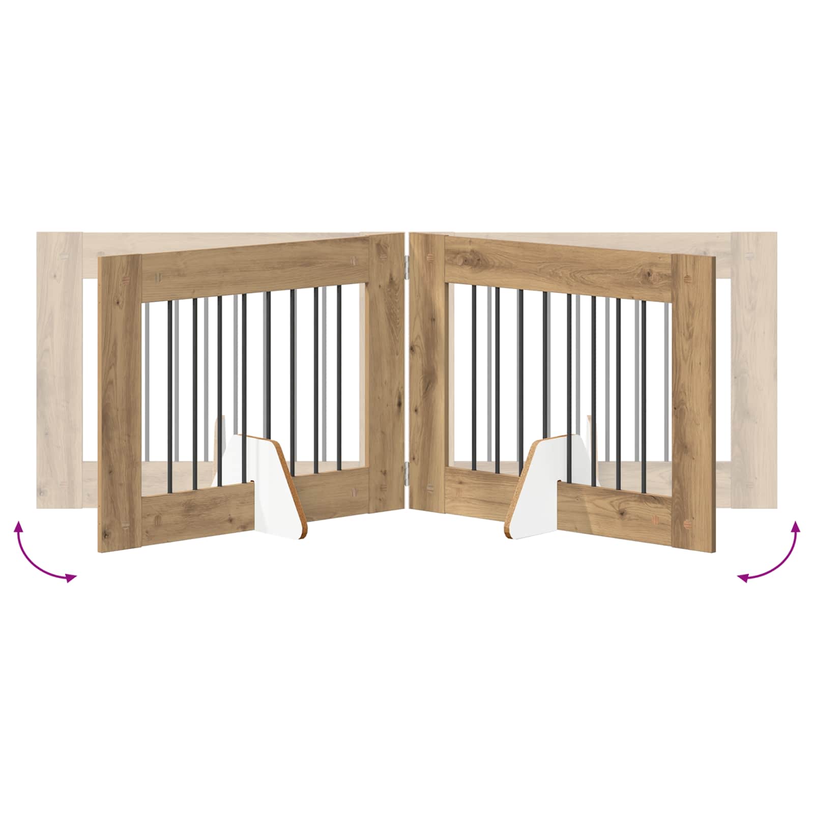 Klappbares Hundetor mit Ständern 6 stk. Artisan-Eiche 482 cm