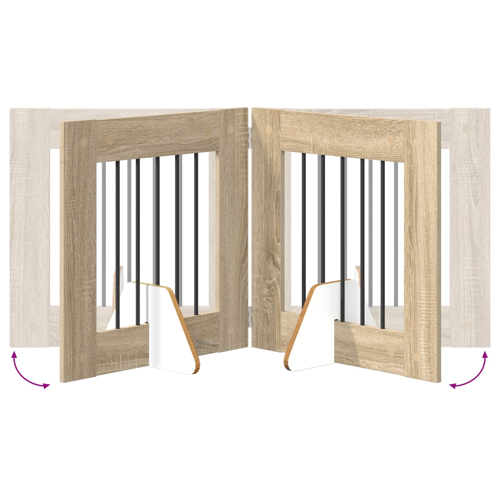 Klappbares Hundetor mit Ständern 2 stk. Sonoma-Eiche 120,5 cm