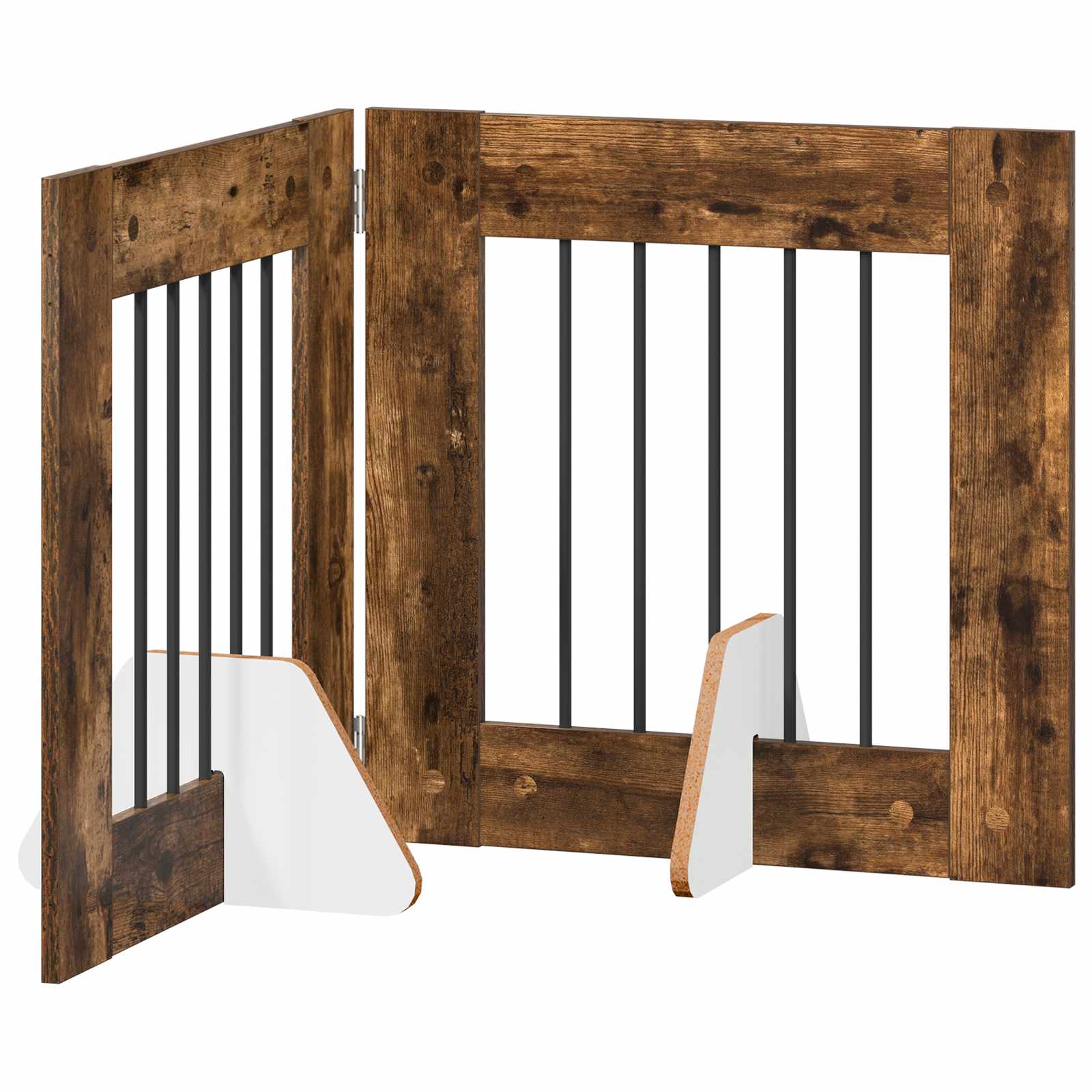Klappbares Hundetor mit Ständern 2 stk. Räuchereiche 120,5 cm
