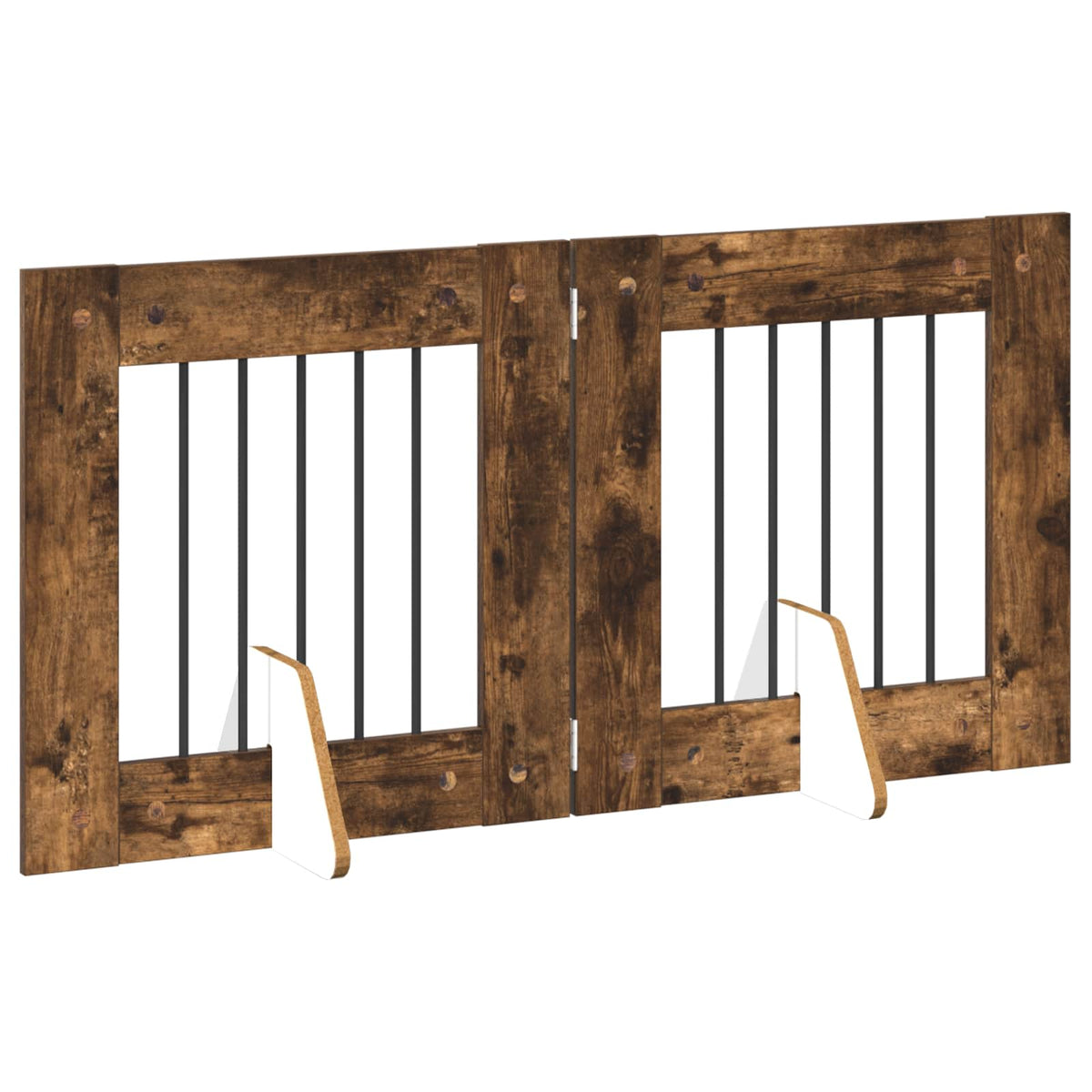 Klappbares Hundetor mit Ständern 2 stk. Räuchereiche 120,5 cm
