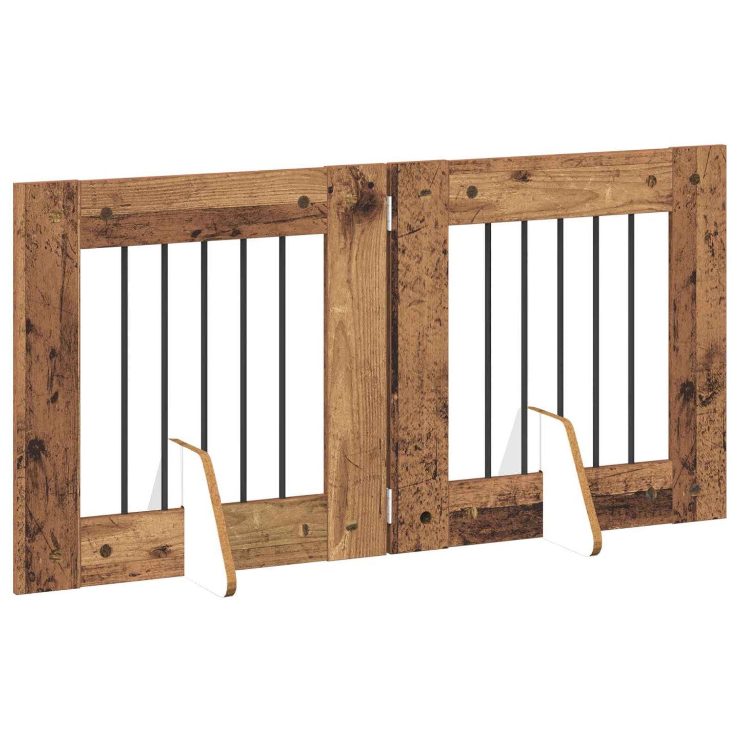 Klappbares Hundetor mit Ständern 2 stk. Altholz 120,5 cm