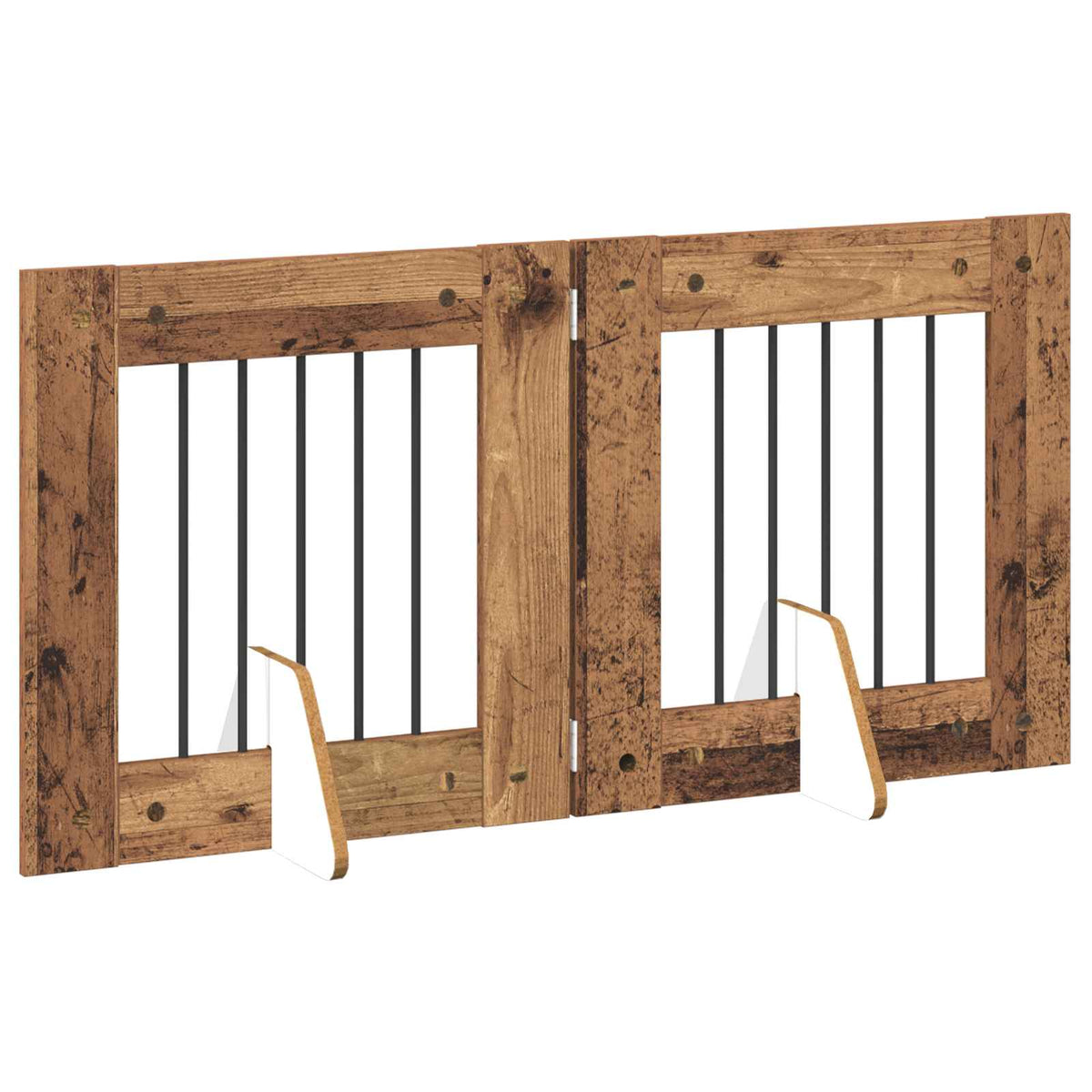 Klappbares Hundetor mit Ständern 2 stk. Altholz 120,5 cm