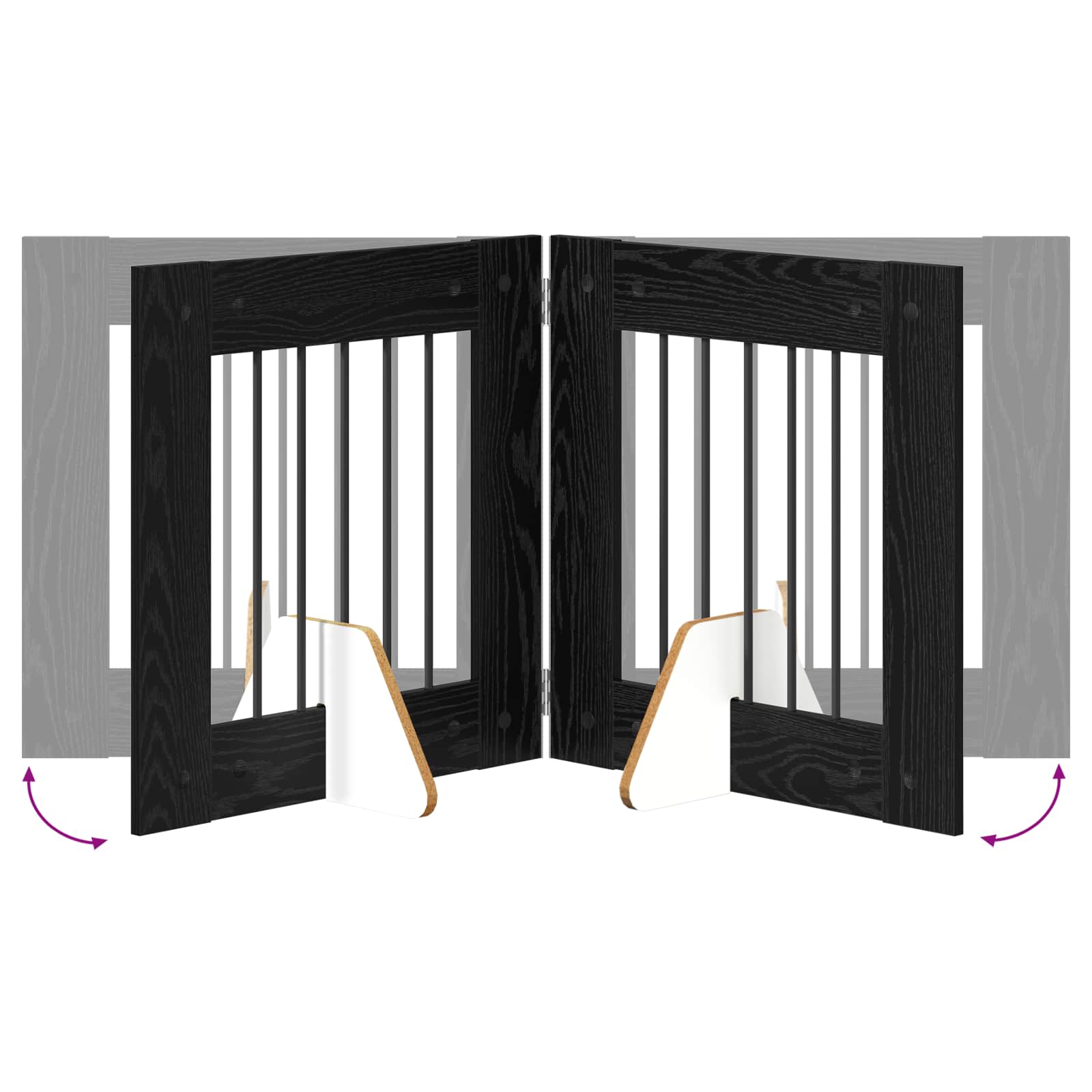 Klappbares Hundetor mit Ständern 4 stk. Schwarz Eichen-Optik