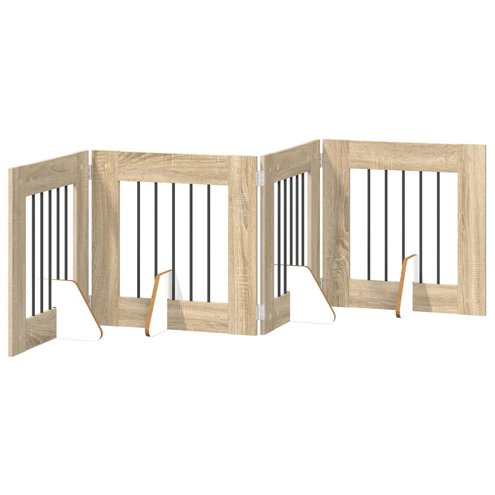 Klappbares Hundetor mit Ständern 4 stk. Sonoma-Eiche 241 cm
