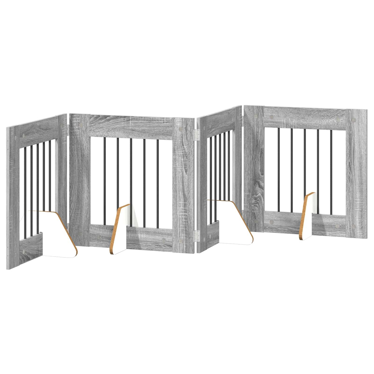 Klappbares Hundetor mit Ständern 4 stk. Sonoma-Grau 241 cm