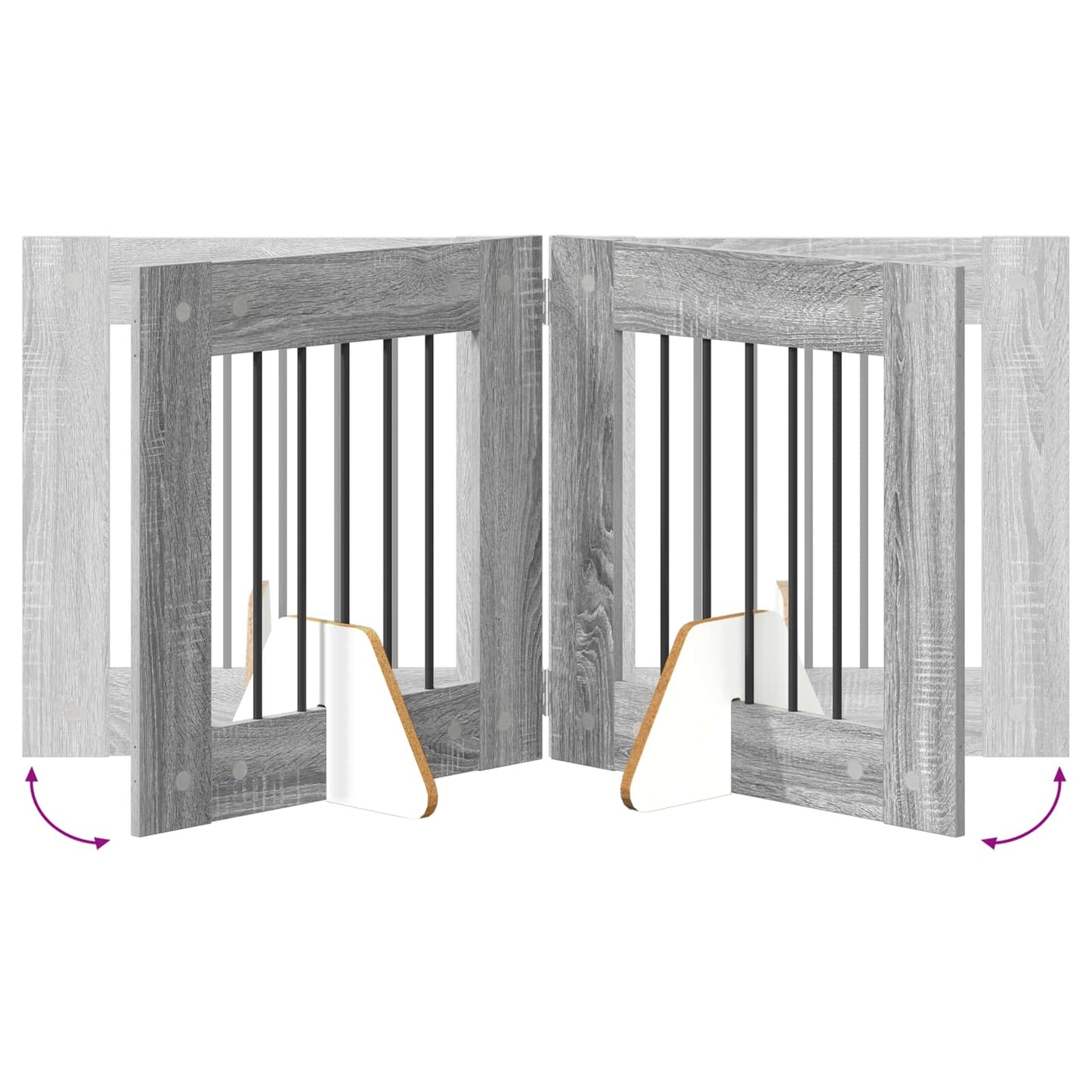 Klappbares Hundetor mit Ständern 4 stk. Sonoma-Grau 241 cm