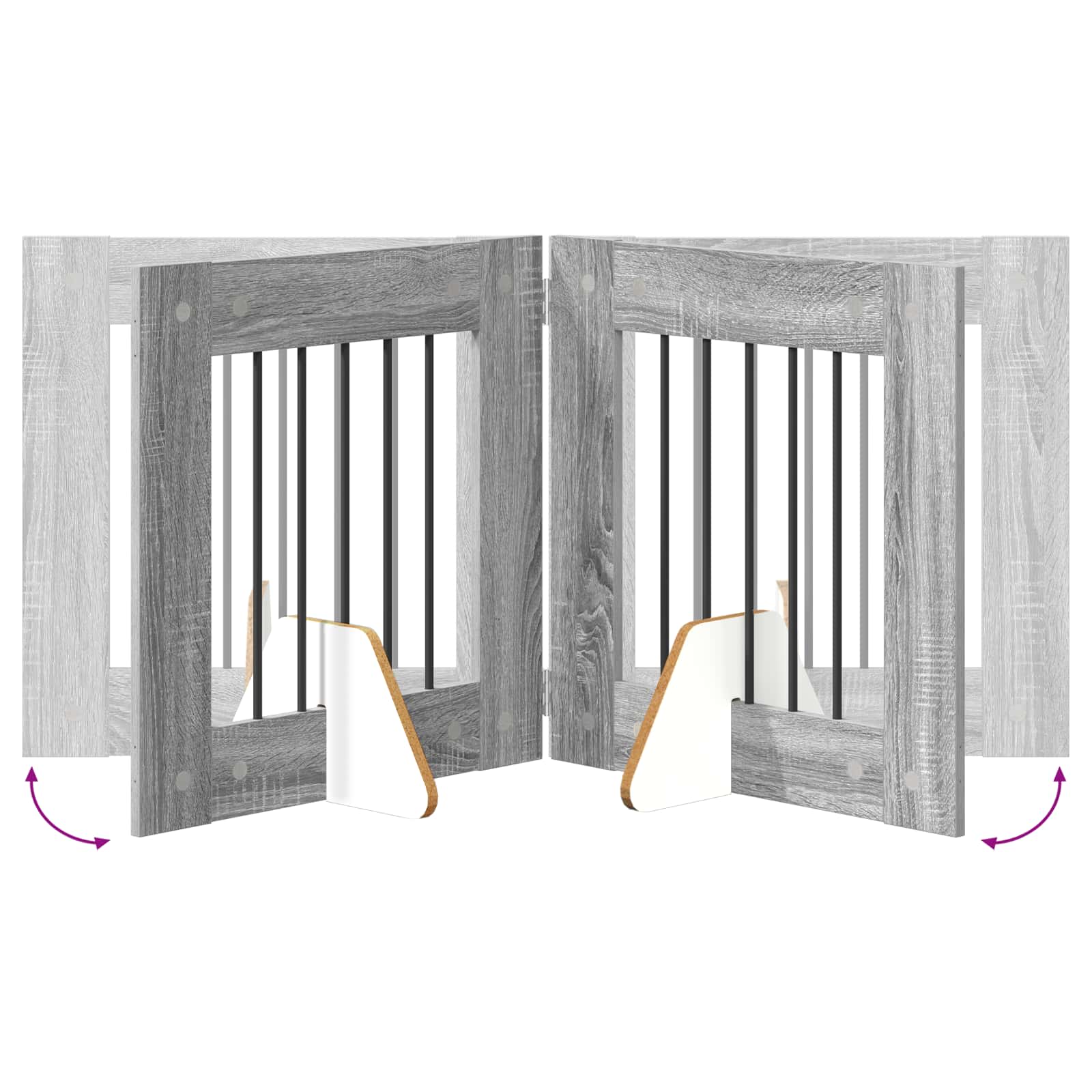 Klappbares Hundetor mit Ständern 4 stk. Sonoma-Grau 241 cm
