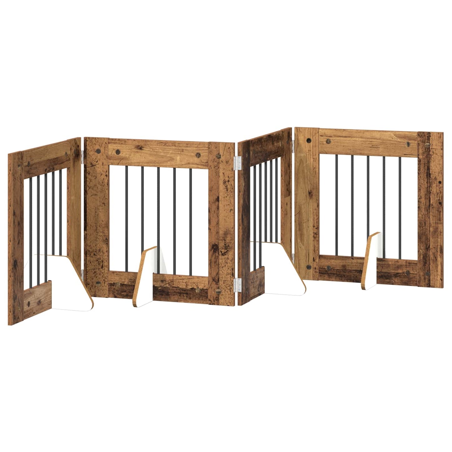 Klappbares Hundetor mit Ständern 4 stk. Altholz 241 cm