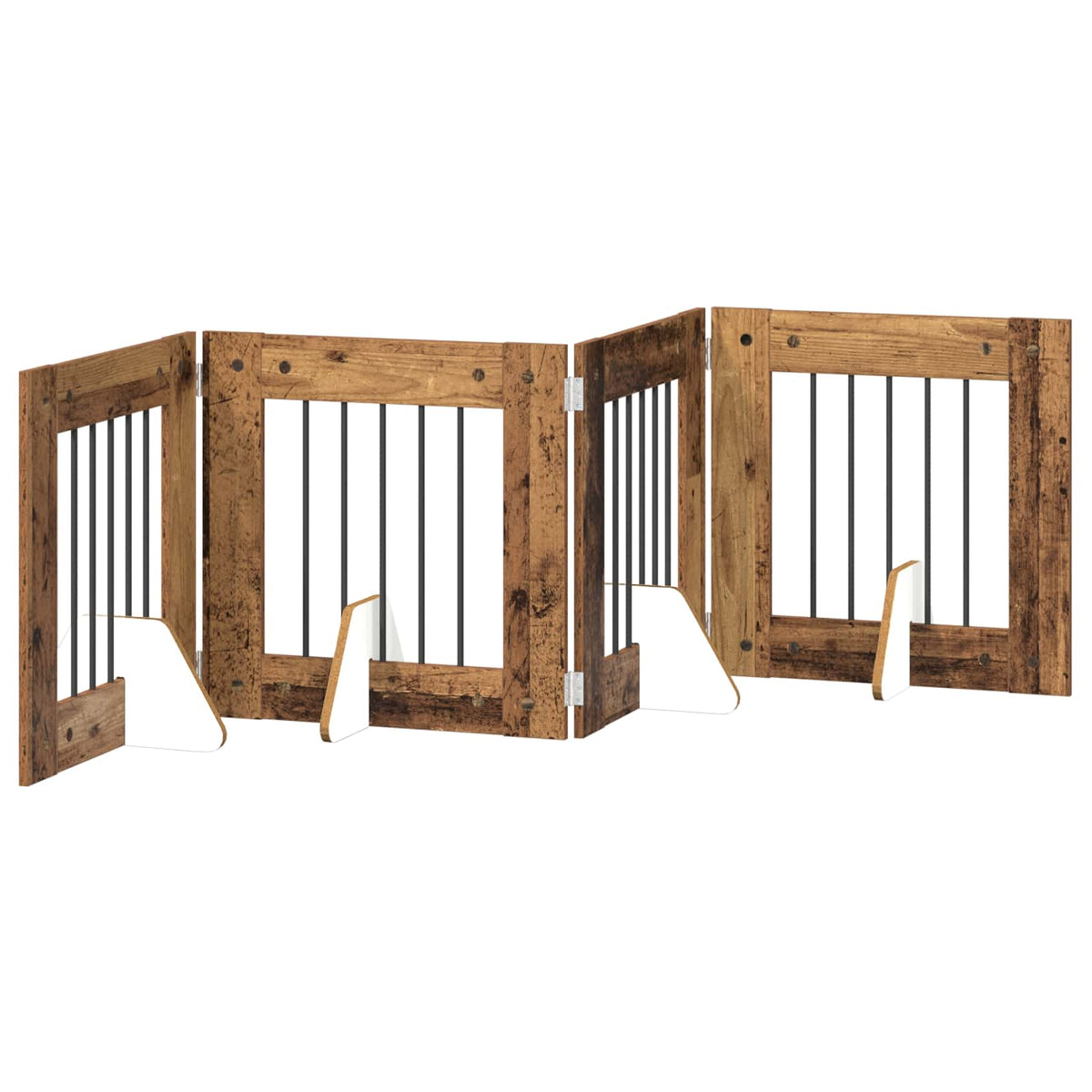 Klappbares Hundetor mit Ständern 4 stk. Altholz 241 cm