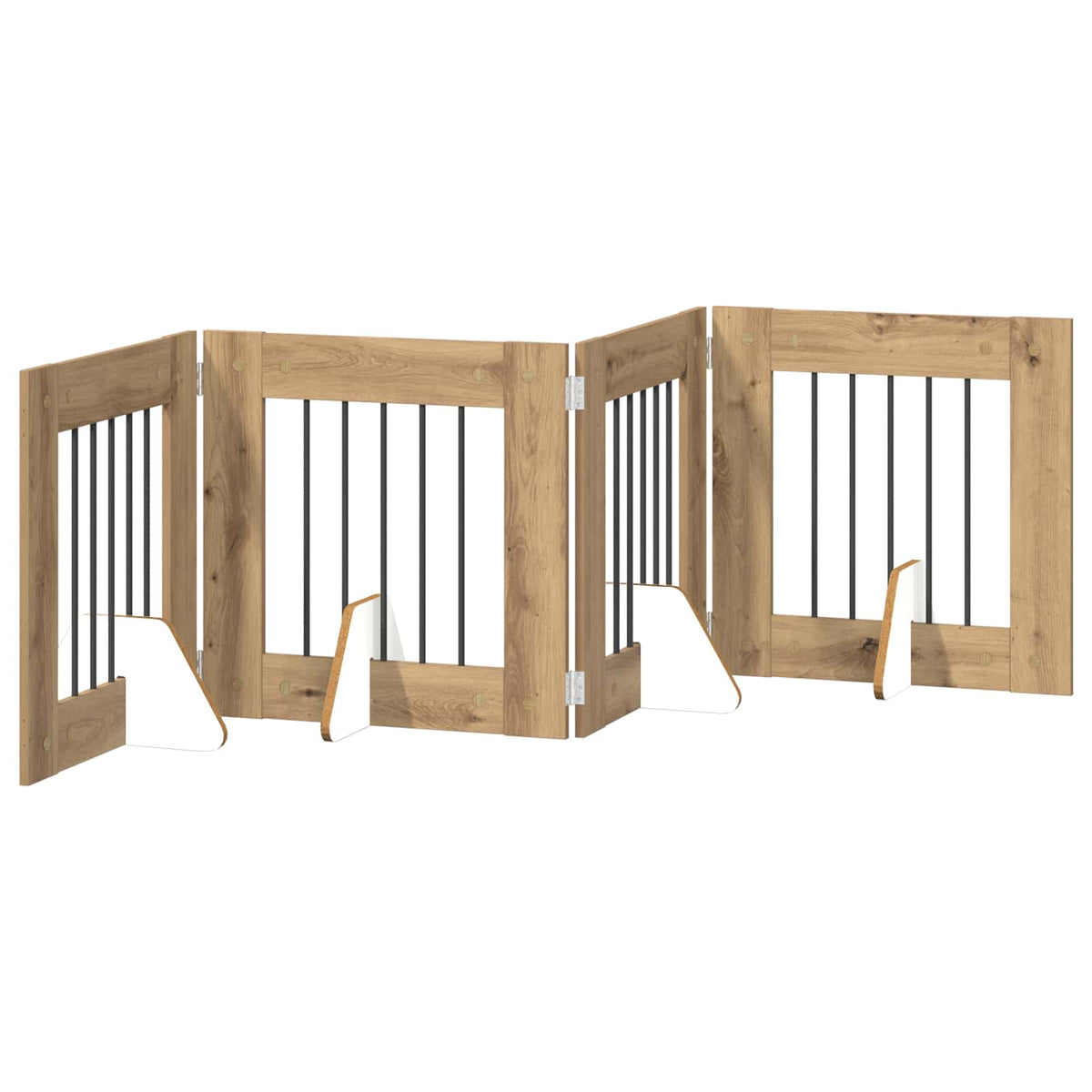 Klappbares Hundetor mit Ständern 4 stk. Artisan-Eiche 241 cm