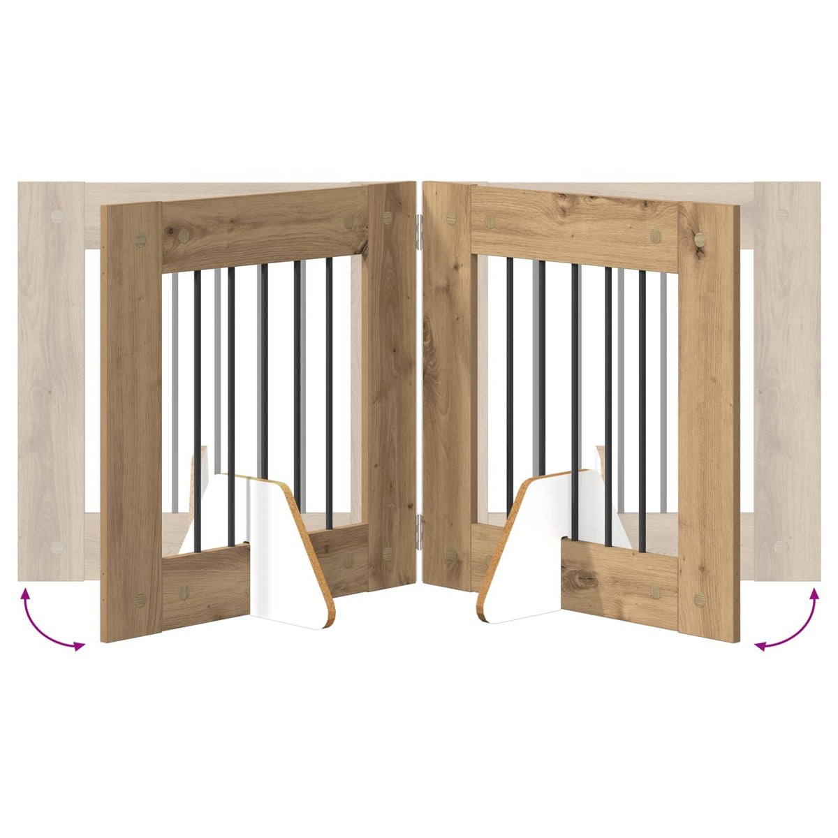 Klappbares Hundetor mit Ständern 4 stk. Artisan-Eiche 241 cm