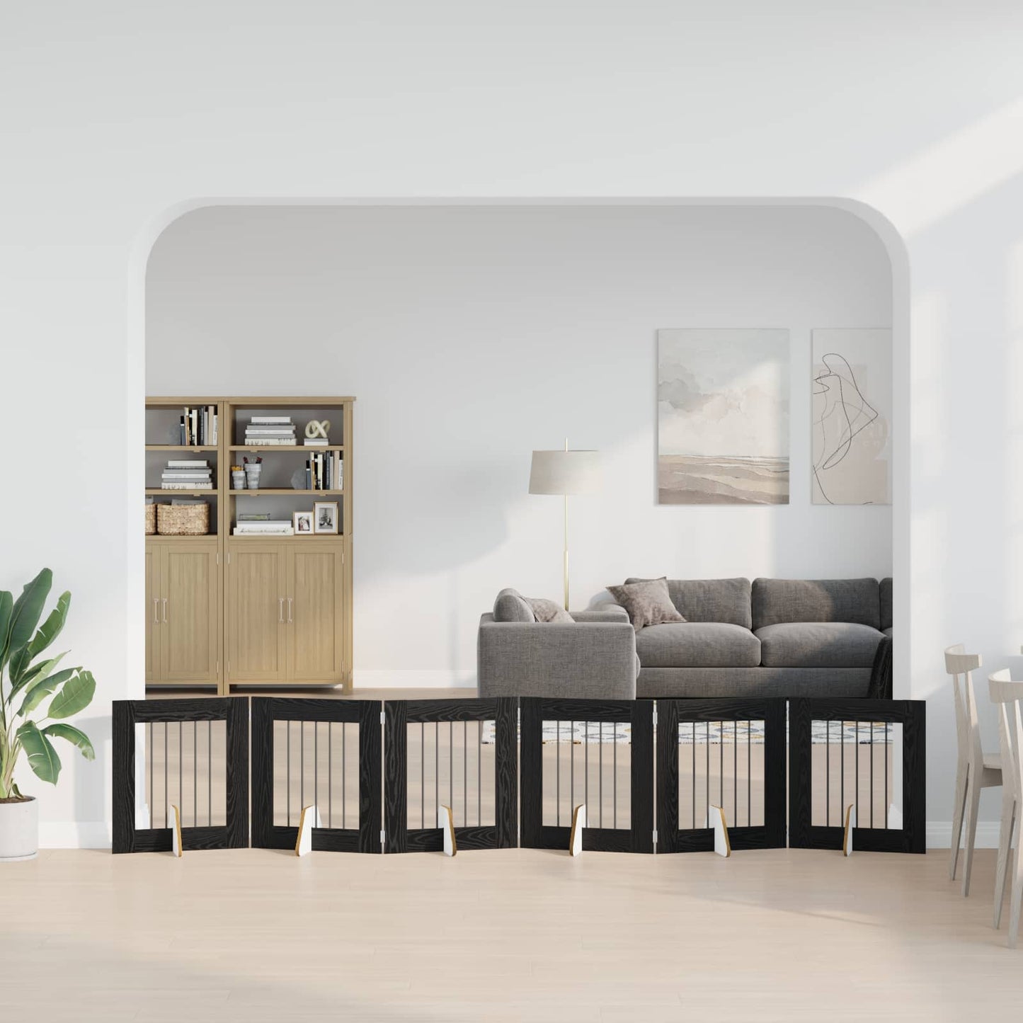 Klappbares Hundetor mit Ständern 6 stk. Schwarz Eichen-Optik