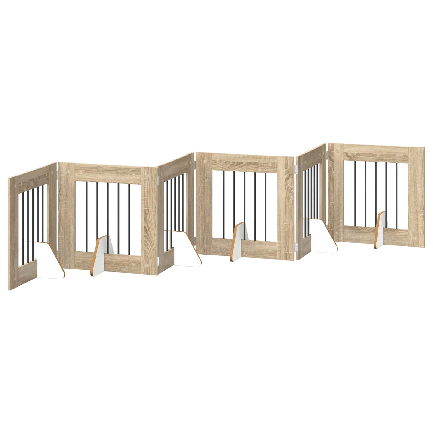 Klappbares Hundetor mit Ständern 6 stk. Sonoma-Eiche 362 cm