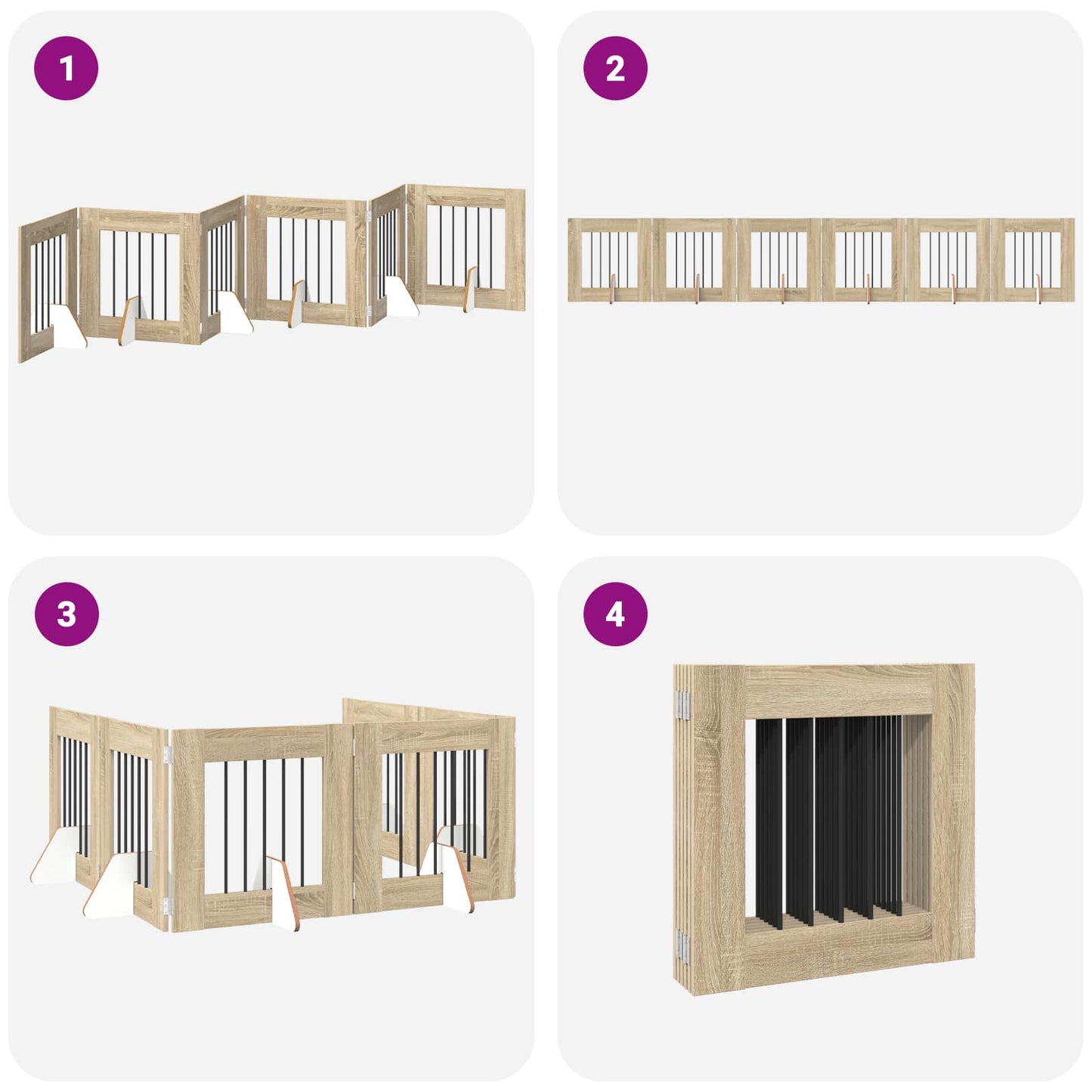 Klappbares Hundetor mit Ständern 6 stk. Sonoma-Eiche 362 cm