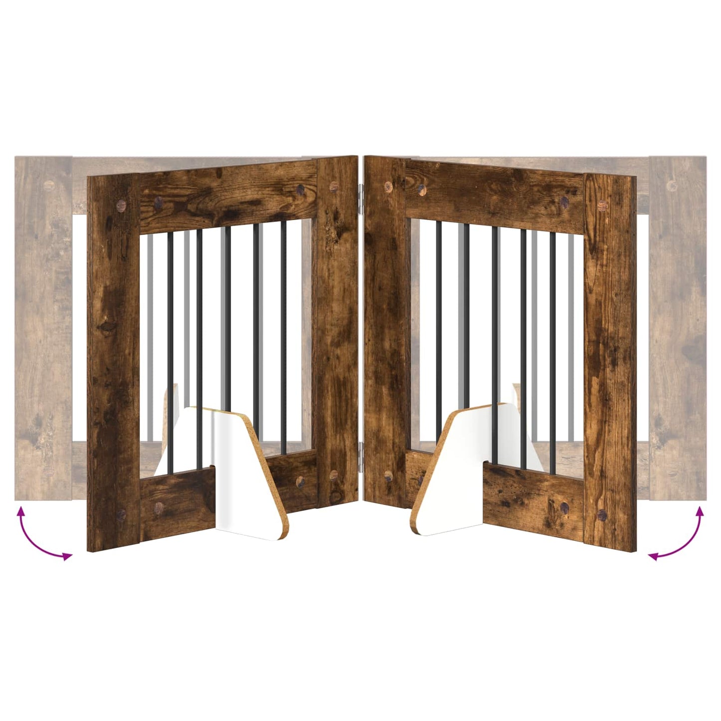 Klappbares Hundetor mit Ständern 6 stk. Räuchereiche 362 cm