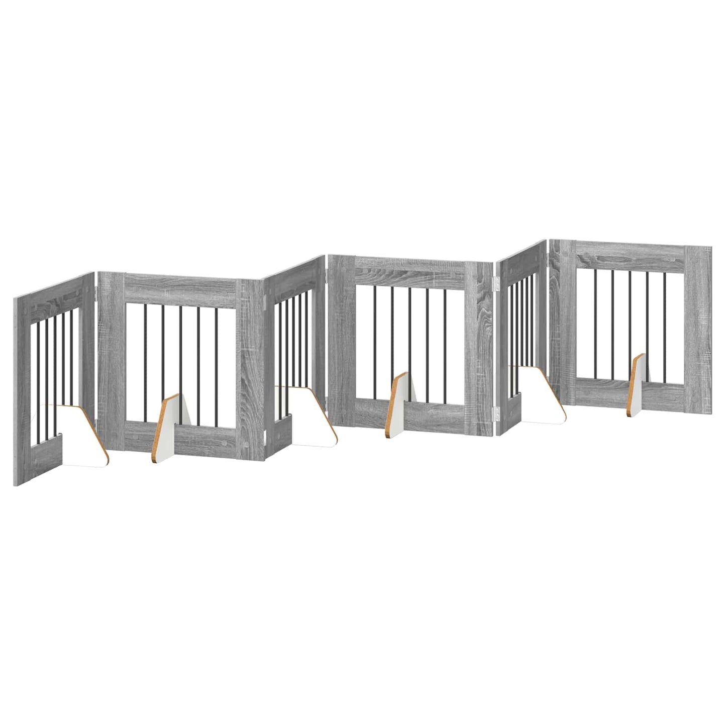 Klappbares Hundetor mit Ständern 6 stk. Sonoma-Grau 362 cm