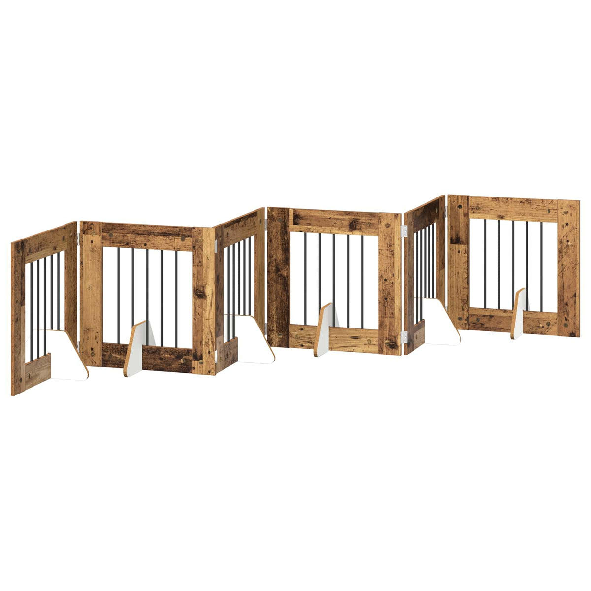 Klappbares Hundetor mit Ständern 6 stk. Altholz 362 cm