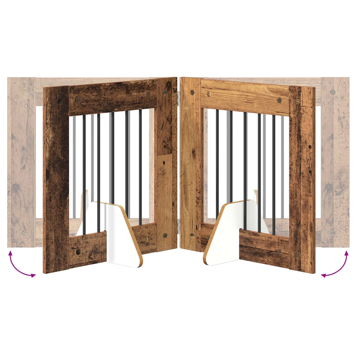 Klappbares Hundetor mit Ständern 6 stk. Altholz 362 cm
