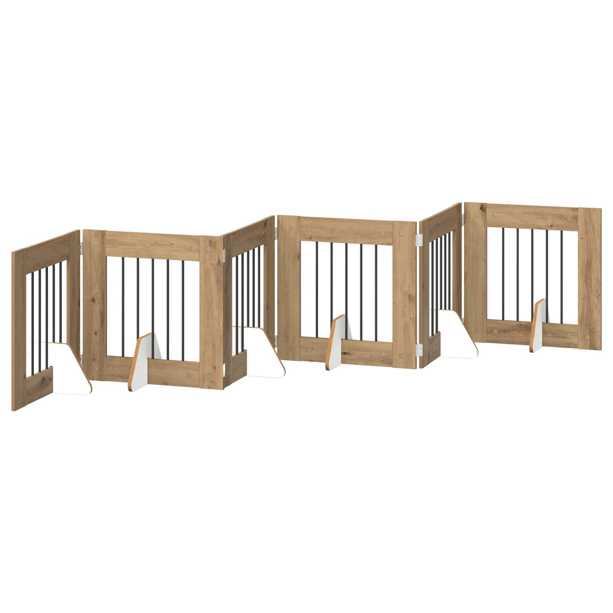 Klappbares Hundetor mit Ständern 6 stk. Artisan-Eiche 362 cm