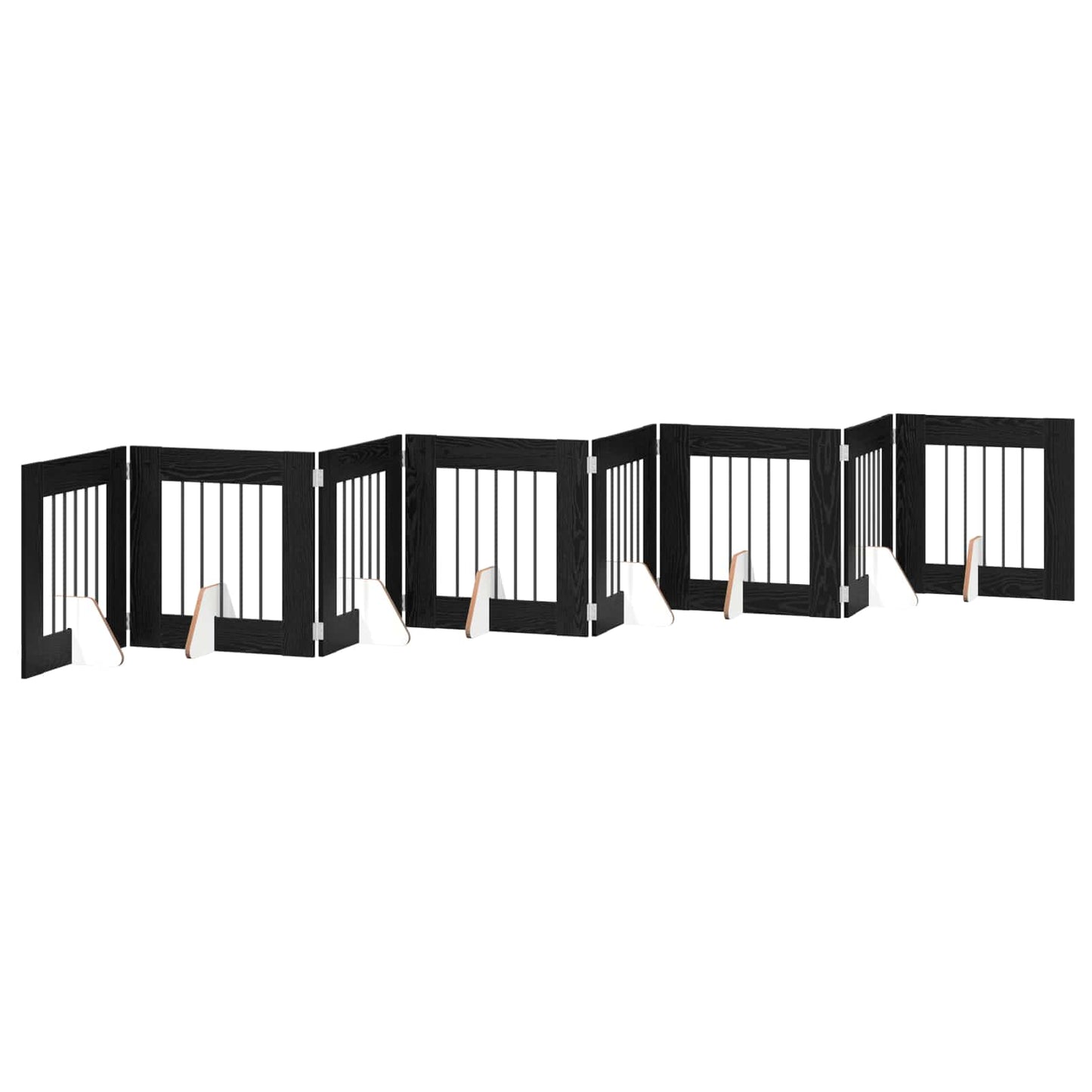 Klappbares Hundetor mit Ständern 8 stk. Schwarz Eichen-Optik