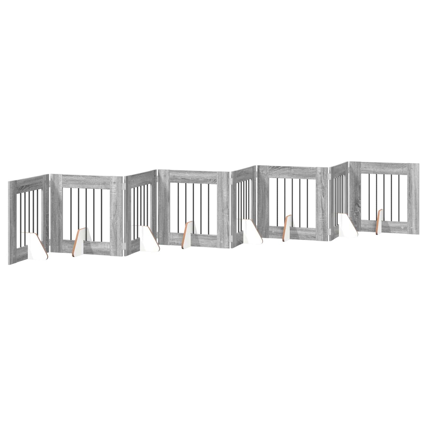 Klappbares Hundetor mit Ständern 8 stk. Sonoma-Grau 60 cm