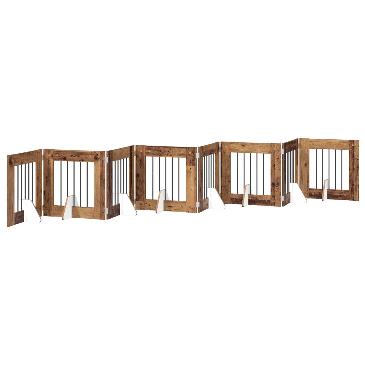 Klappbares Hundetor mit Ständern 8 stk. Altholz 60 cm