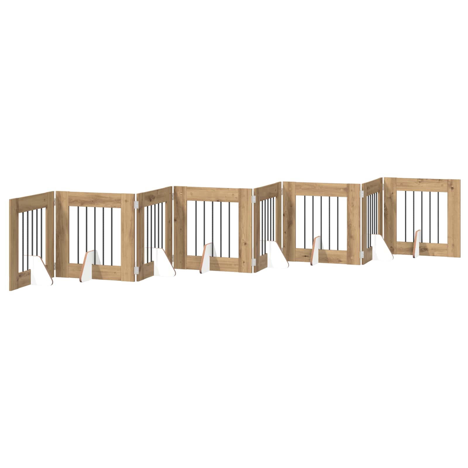 Klappbares Hundetor mit Ständern 8 stk. Artisan-Eiche 60 cm