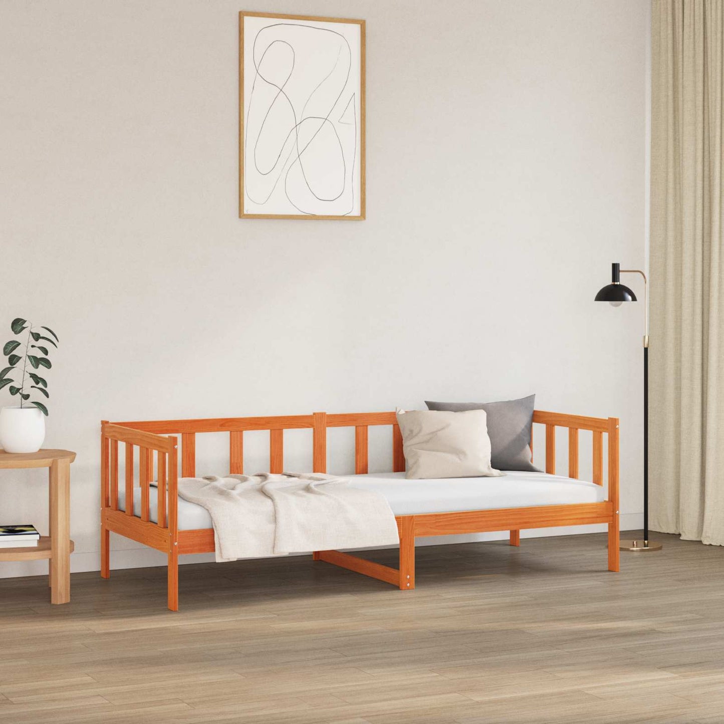 Bettrahmen Wachsbraun 80 x 200 cm Massives Kiefernholz