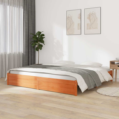 Bettrahmen Wachsbraun 180 x 200 cm Massivholz Kiefer