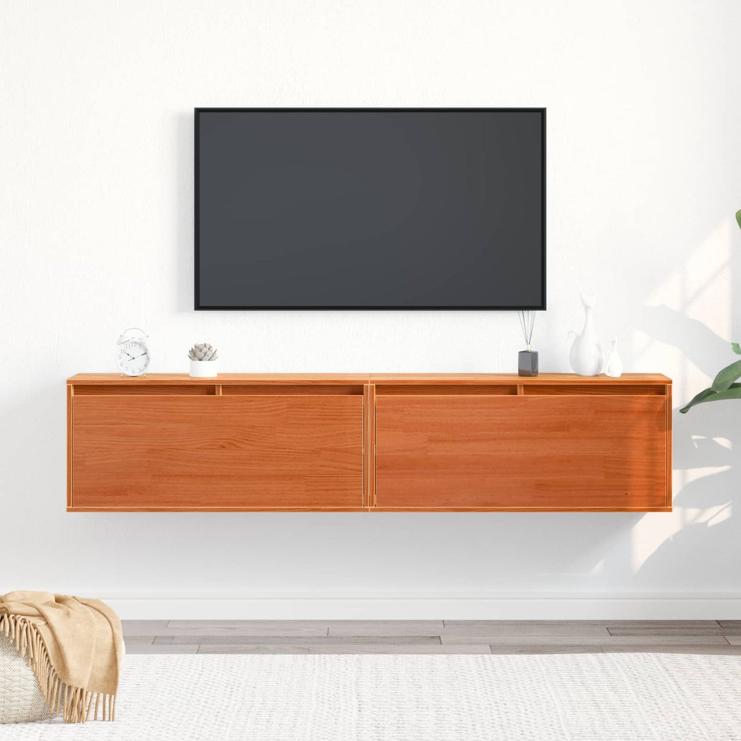 Wandschrank 2 stk. Wachsbraun 80 x 30 x 35 cm