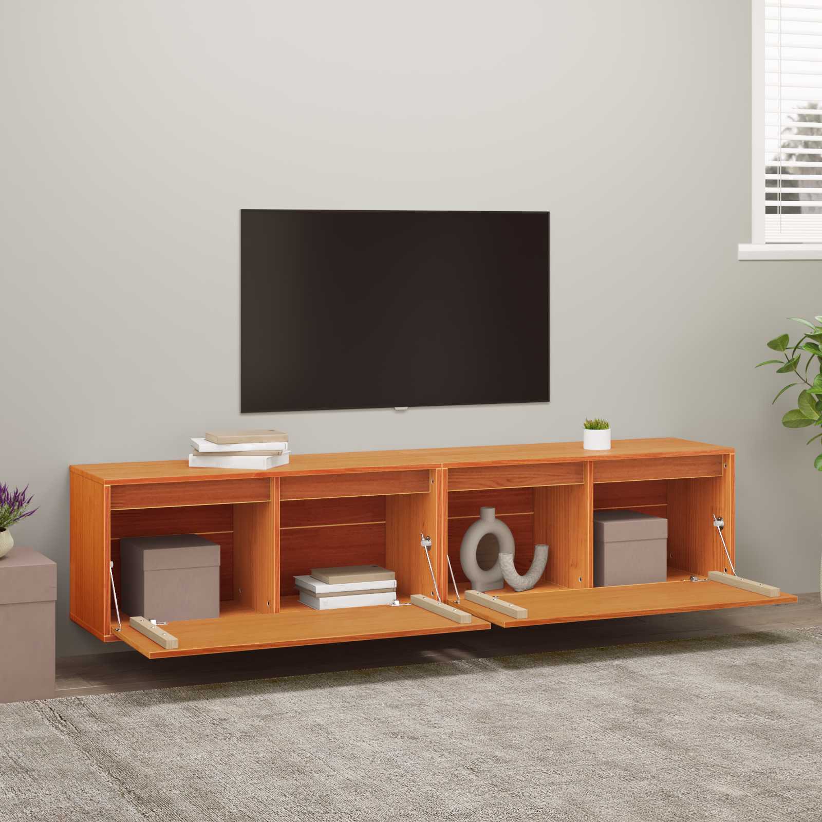 Wandschrank 2 stk. Wachsbraun 80 x 30 x 35 cm