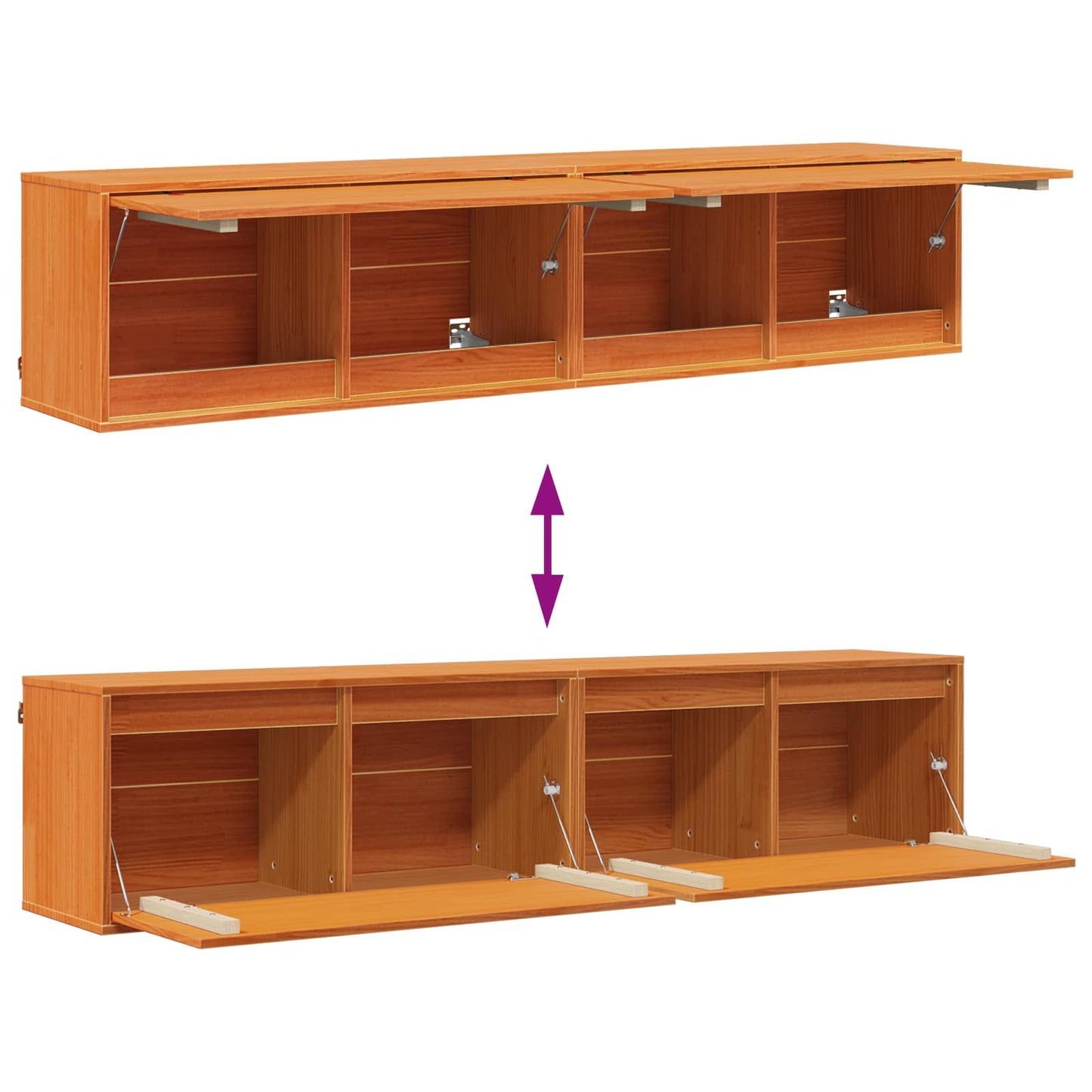 Wandschrank 2 stk. Wachsbraun 80 x 30 x 35 cm