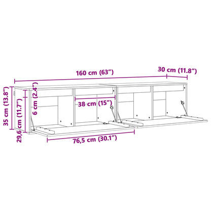 Wandschrank 2 stk. Wachsbraun 80 x 30 x 35 cm