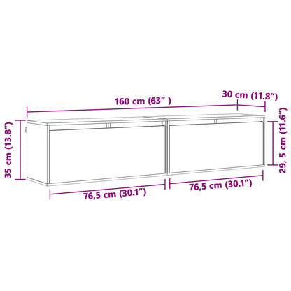 Wandschrank 2 stk. Wachsbraun 80 x 30 x 35 cm