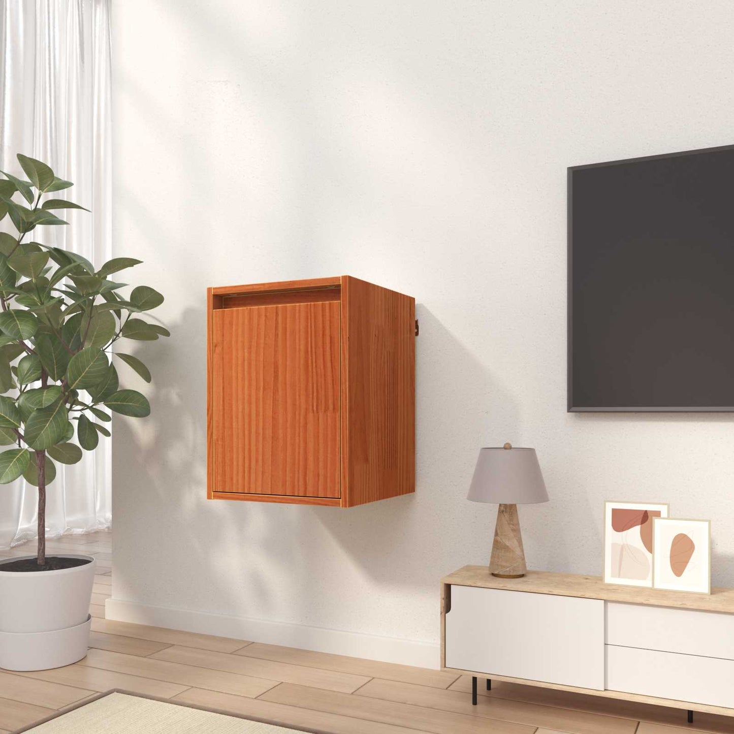 Wandschrank Wachsbraun 30 x 30 x 40 cm Massives Kiefernholz