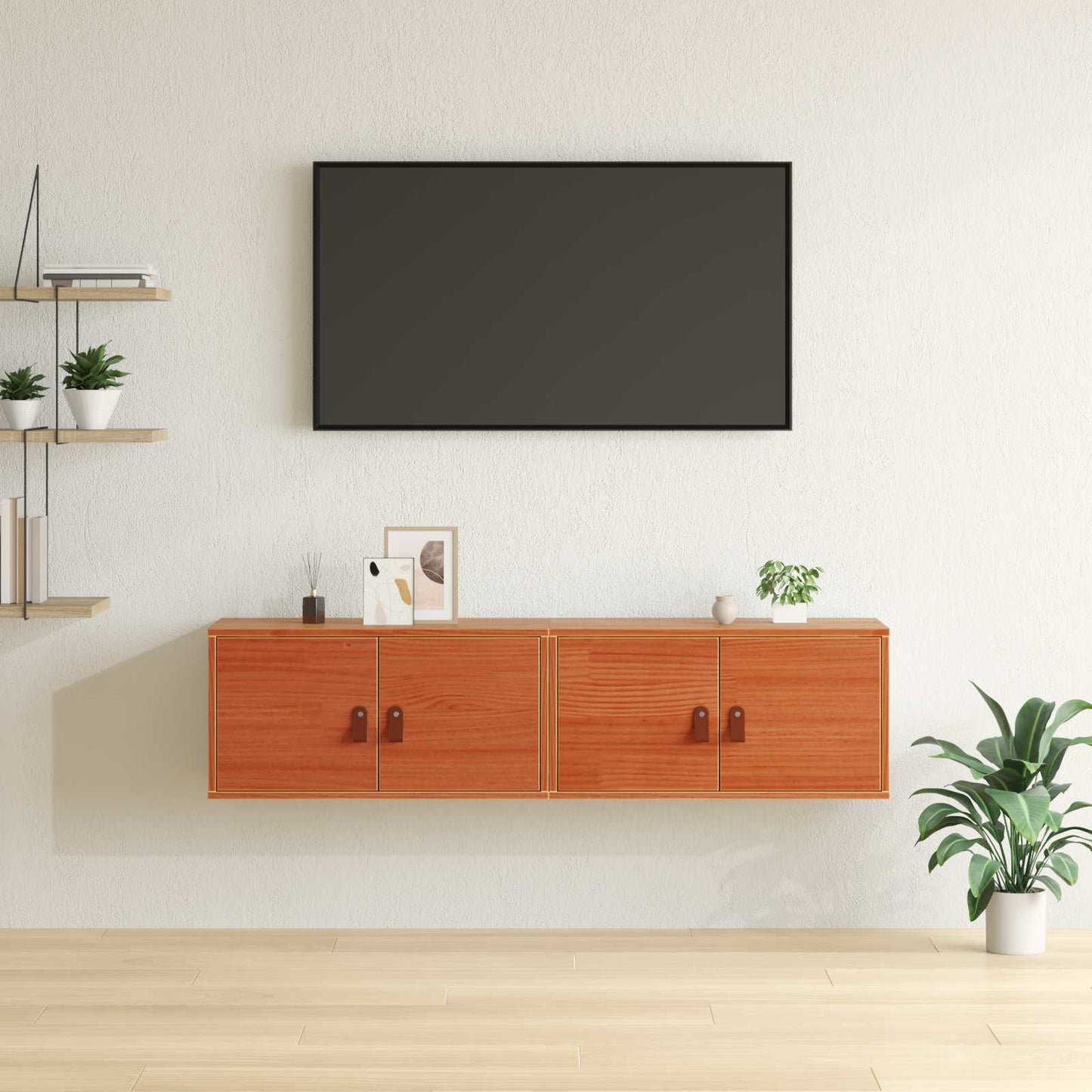 Wandschrank 2 stk. Wachsbraun 60 x 30 x 30 cm