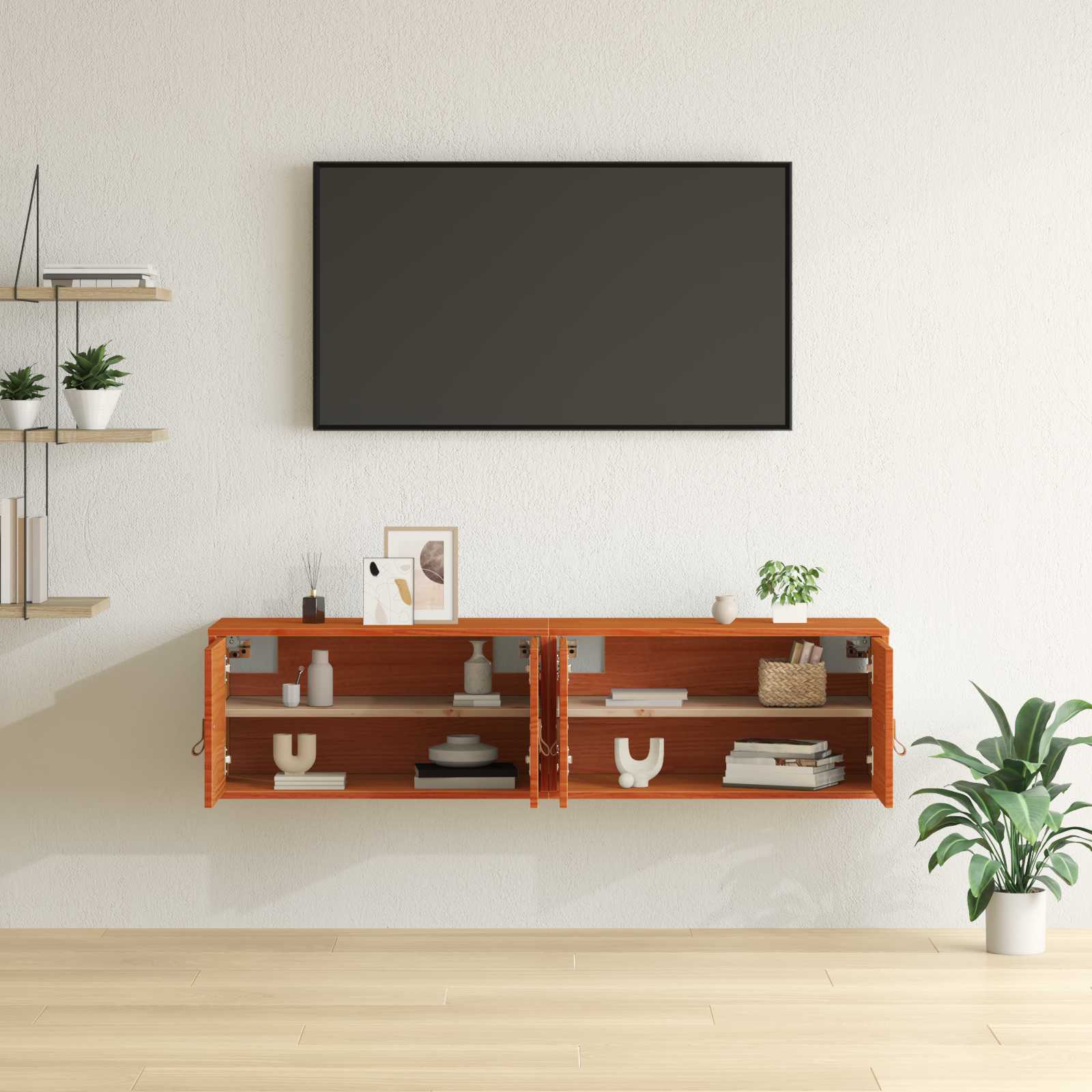 Wandschrank 2 stk. Wachsbraun 60 x 30 x 30 cm