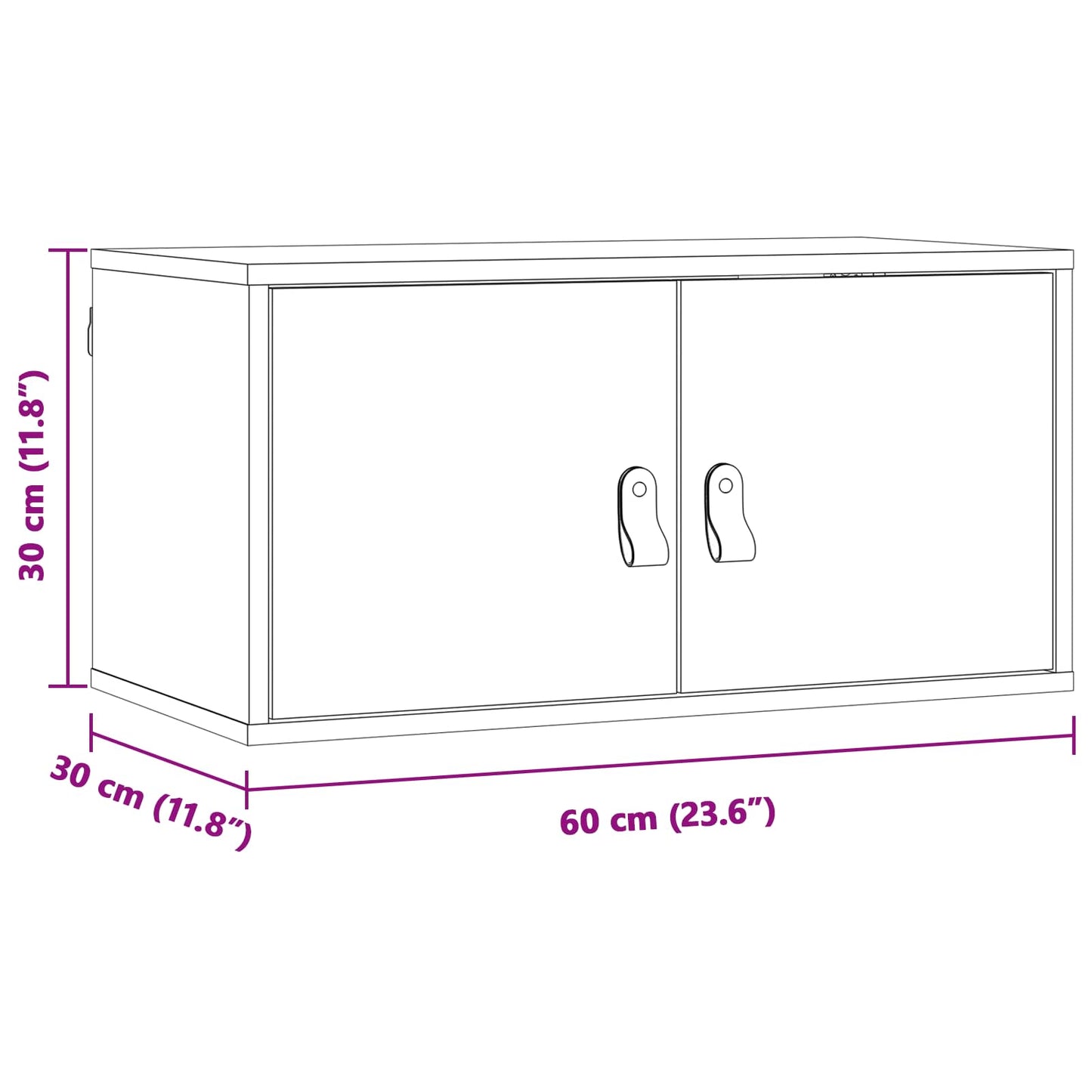 Wandschrank 2 stk. Wachsbraun 60 x 30 x 30 cm