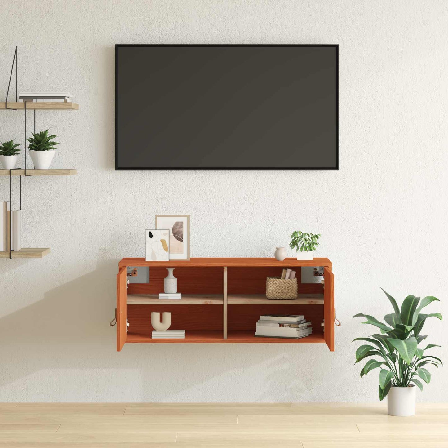Wandschrank Wachsbraun 80 x 30 x 30 cm Massives Kiefernholz