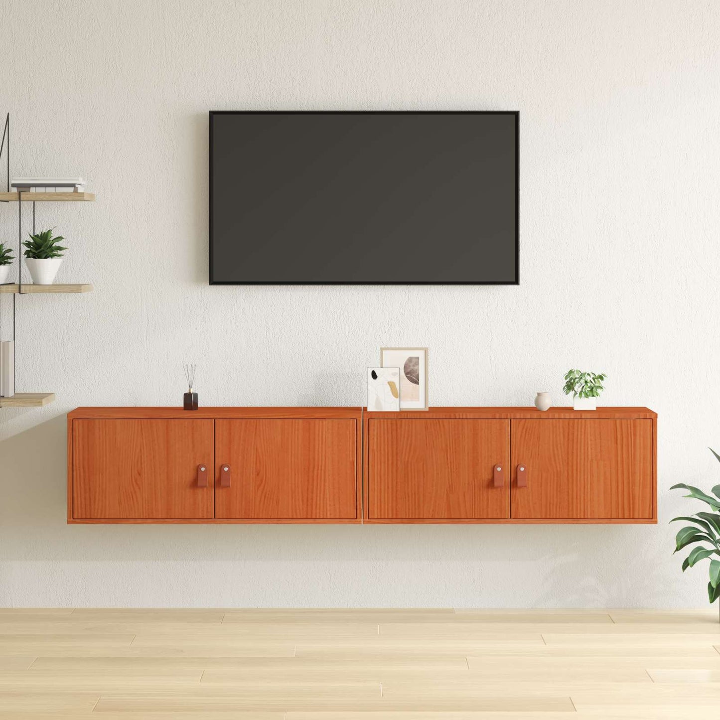 Wandschrank 2 stk. Wachsbraun 80 x 30 x 30 cm