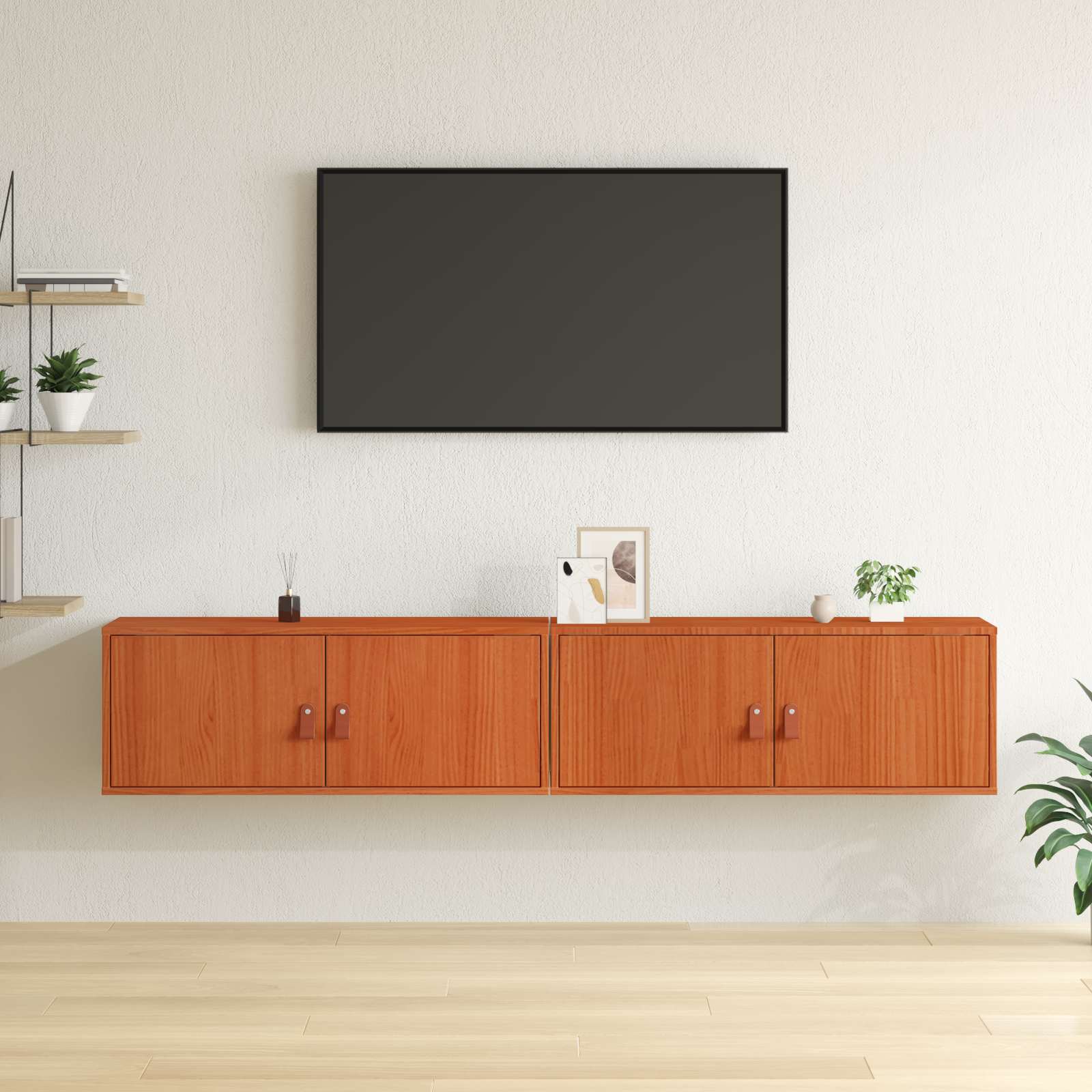 Wandschrank 2 stk. Wachsbraun 80 x 30 x 30 cm