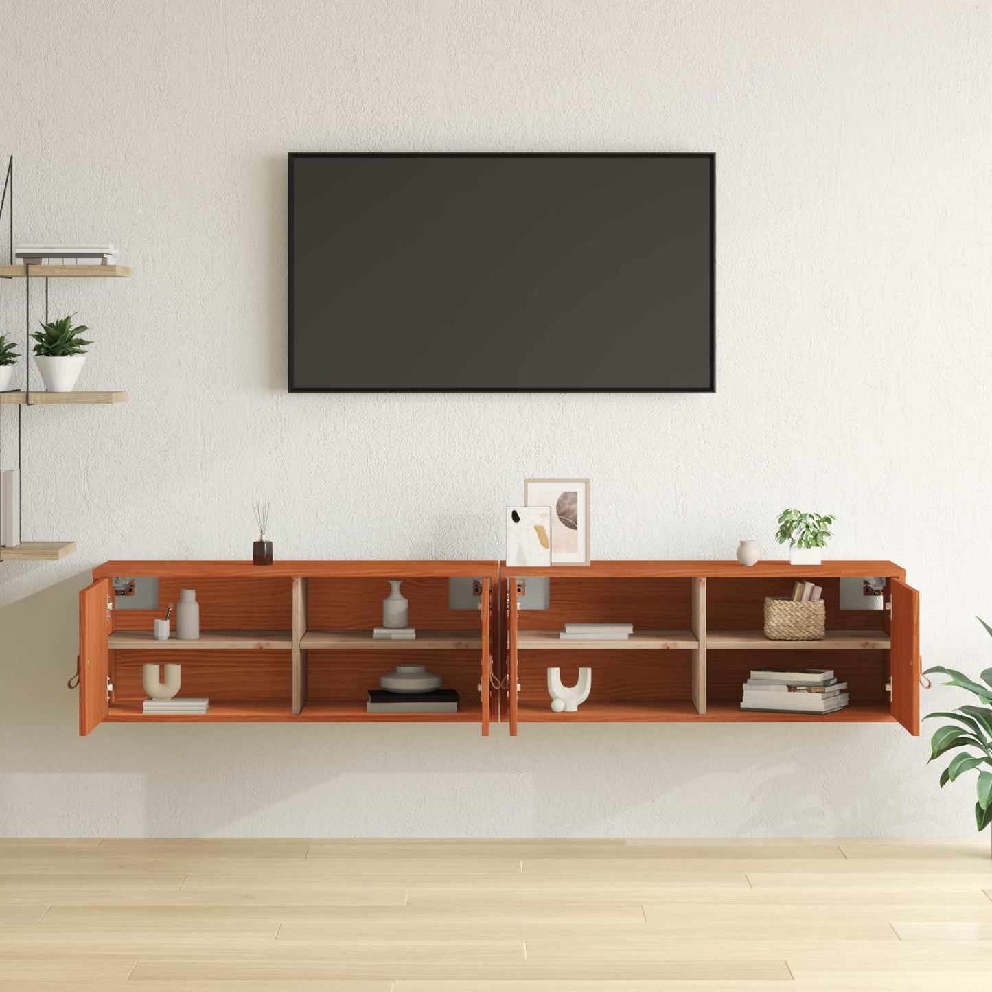 Wandschrank 2 stk. Wachsbraun 80 x 30 x 30 cm