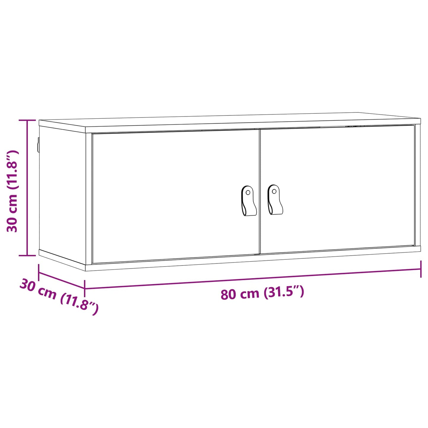 Wandschrank 2 stk. Wachsbraun 80 x 30 x 30 cm