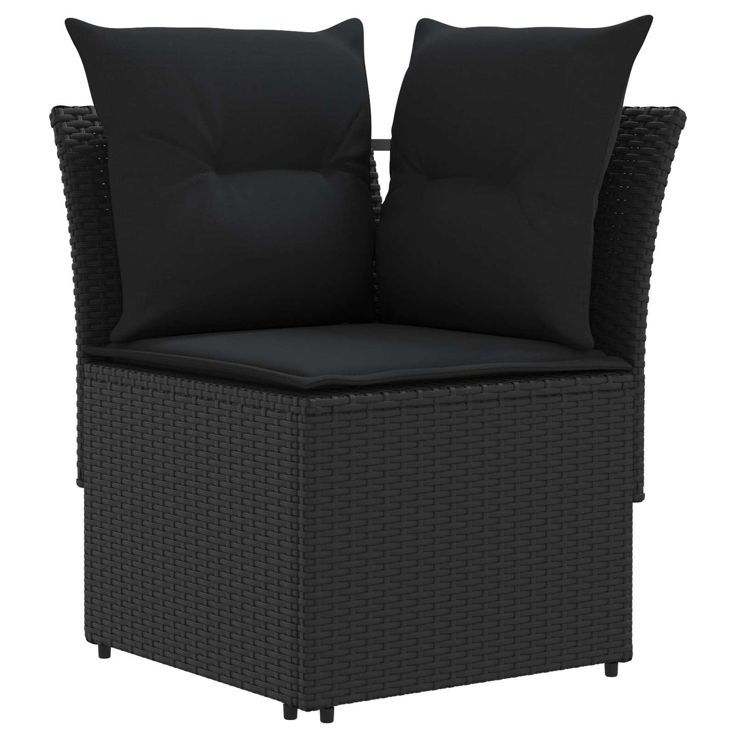 2 Stk. Gartenarmsessel mit Ecksofa PE-Rattan Schwarz
