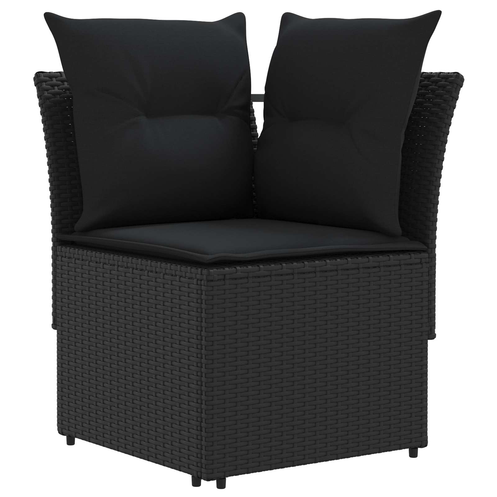 2 Stk. Gartenarmsessel mit Ecksofa PE-Rattan Schwarz