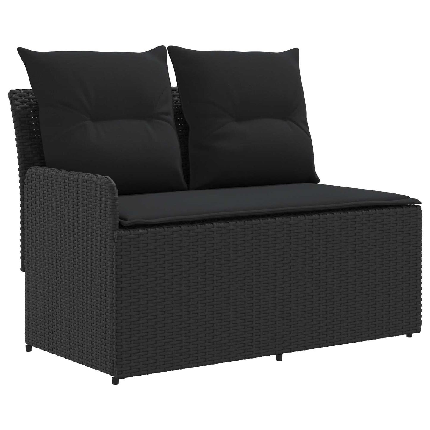 2 Stk. Gartenarmsessel mit Ecksofa PE-Rattan Schwarz