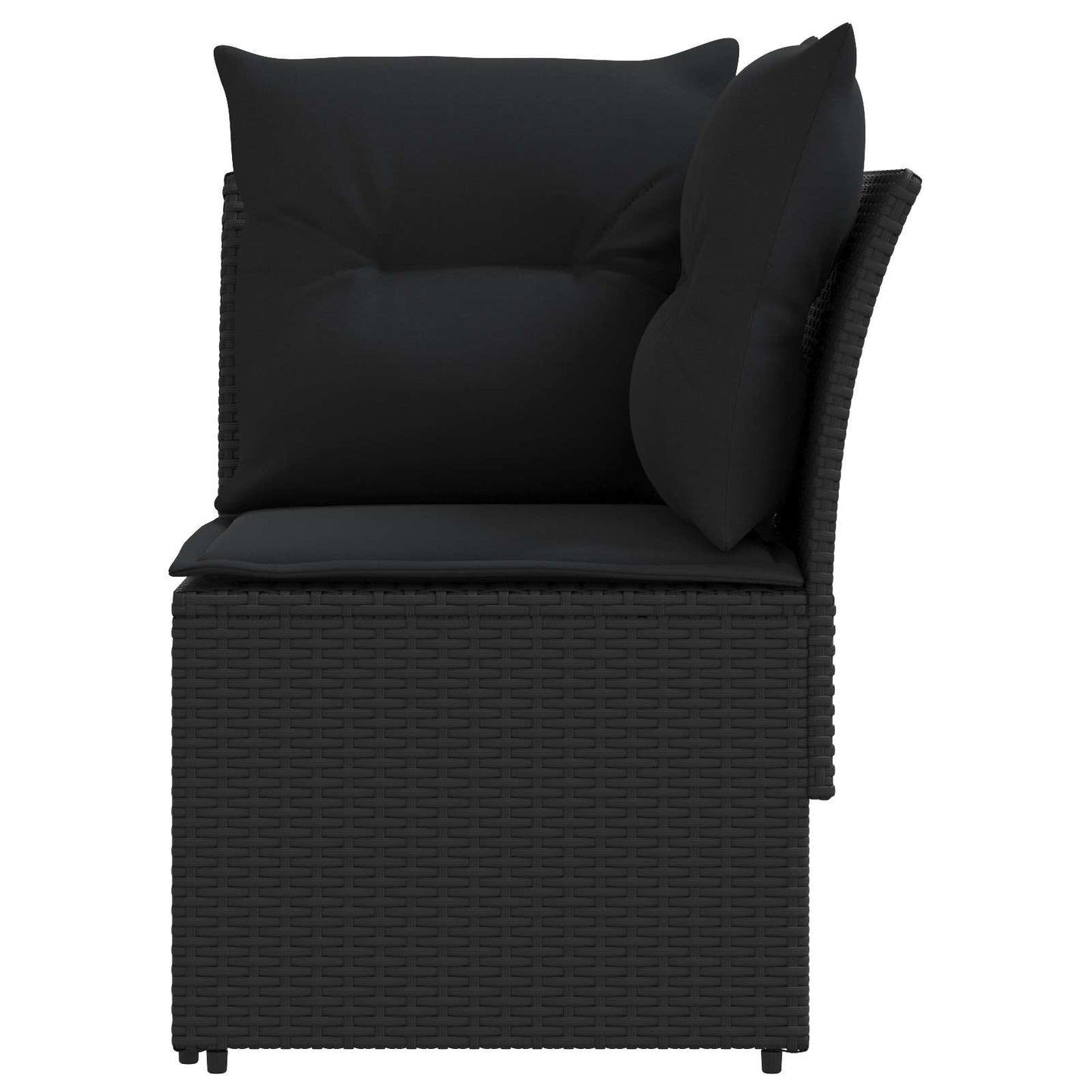 2 Stk. Gartenarmsessel mit Ecksofa PE-Rattan Schwarz