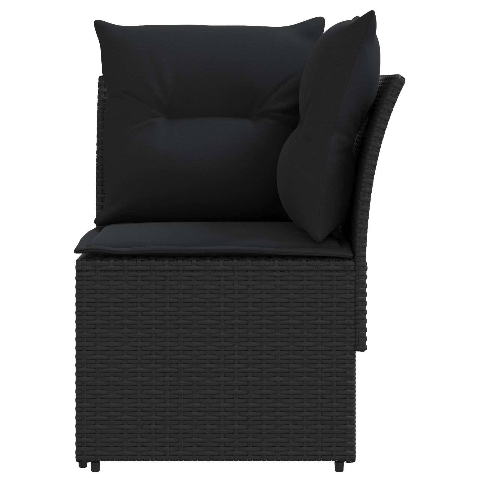 2 Stk. Gartenarmsessel mit Ecksofa PE-Rattan Schwarz