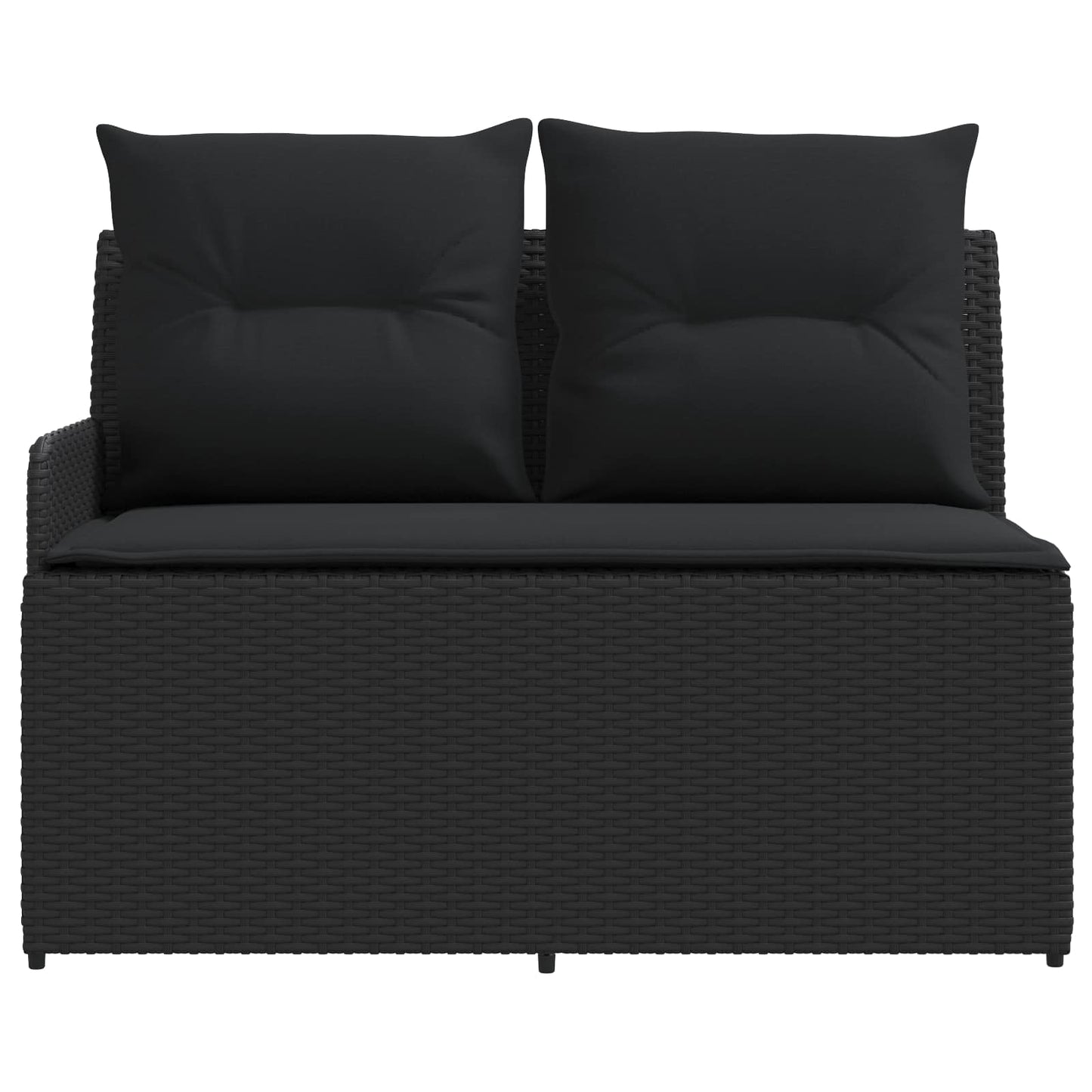2 Stk. Gartenarmsessel mit Ecksofa PE-Rattan Schwarz